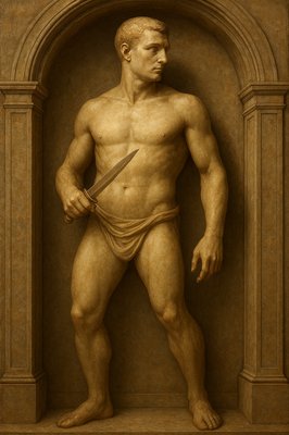 a statue of a man with a knife in his hand