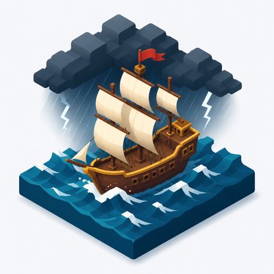 sailing ship on a stormy sea