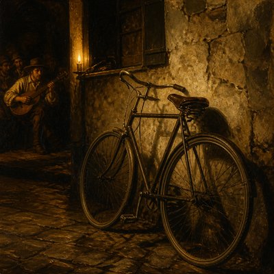 bicyle resting against a wall — Utrecht Art Style