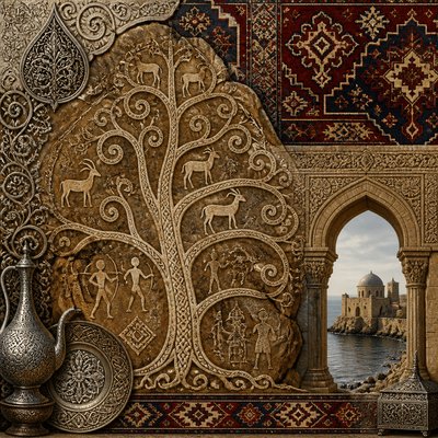 a tree in nature — Azerbaijani Art Style