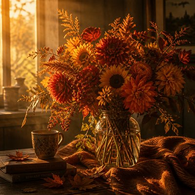bouquet of flowers in a glass vase