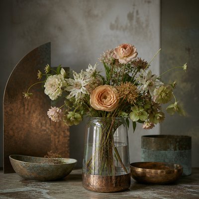 bouquet of flowers in a glass vase