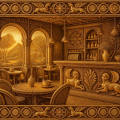 cozy cafe interior with warm lighting