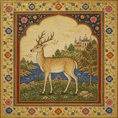 animal standing in natural pose — Miniature Painting Style