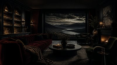 sweeping panoramic landscape with a dramatic sky