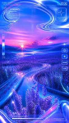 a field of lavender stretching to distant hills at dusk, no people