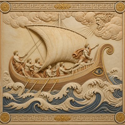 sailing ship on a stormy sea