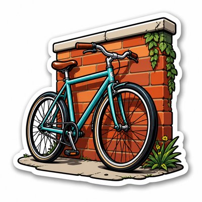 bicyle resting against a wall