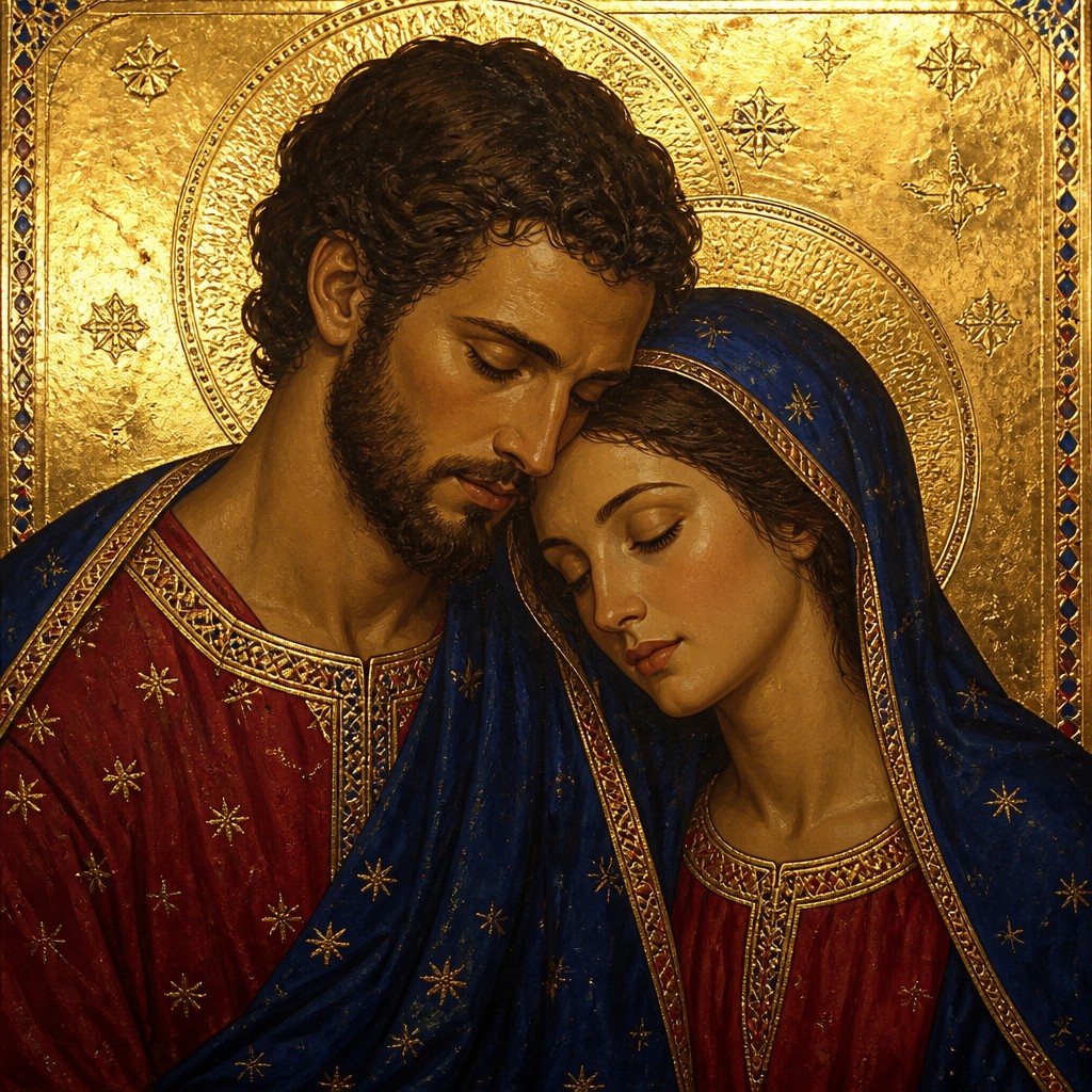 portrait of two people together — Gold Leaf Gilding Art Style