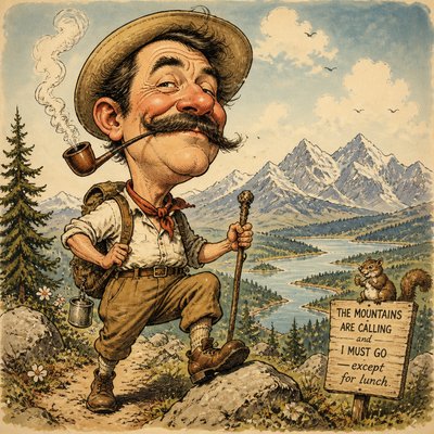 wide landscape with natural scenery — Caricature Art Style