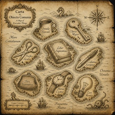 still life with everyday objects — Map Art Style