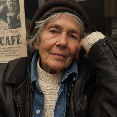 close-up portrait of an elderly person with expressive weathered features