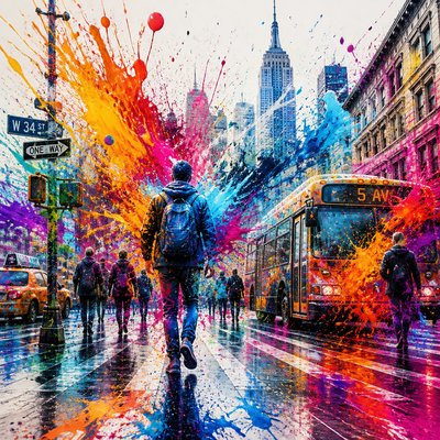 urban street with city activity