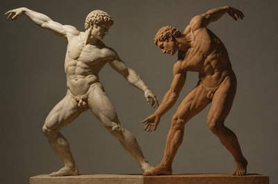 two ancient greek ignudi dancers