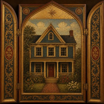 house with front view — Panel Painting Style