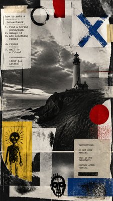 a lone lighthouse on a cliff at dusk under a dramatic sky, no text or lettering