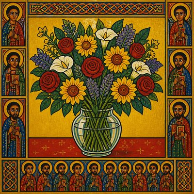 bouquet of flowers in a glass vase