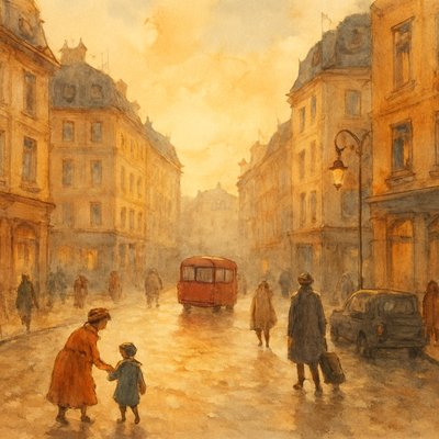 urban street with city activity