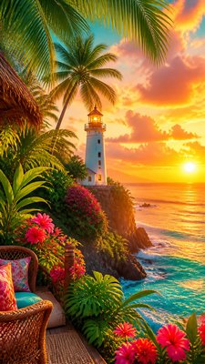 a lone lighthouse on a cliff at dusk under a dramatic sky, no text or lettering