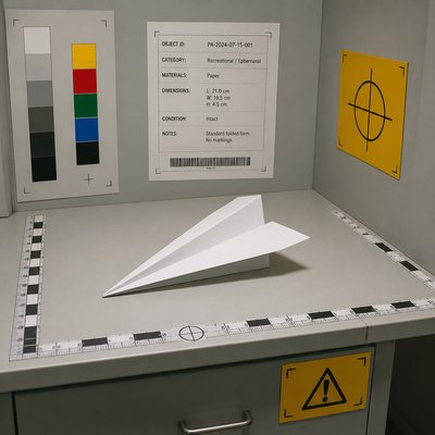 a paper plane, clean minimal composition on a plain background, no text