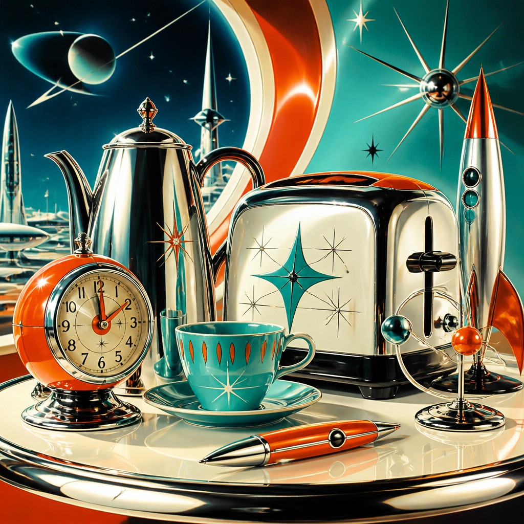 still life with everyday objects — Retro Futurism Sci-Fi Art