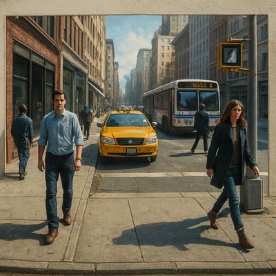 urban street with city activity