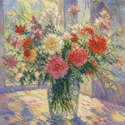 bouquet of flowers in a glass vase