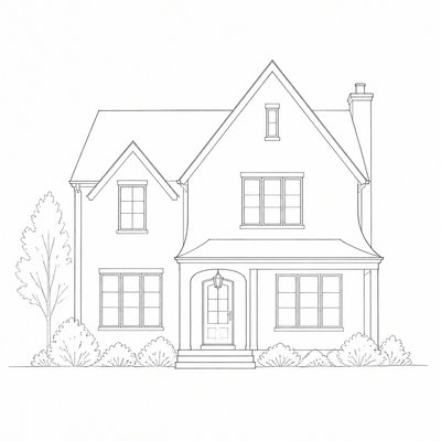 house with front view — Contour Line Drawing Style