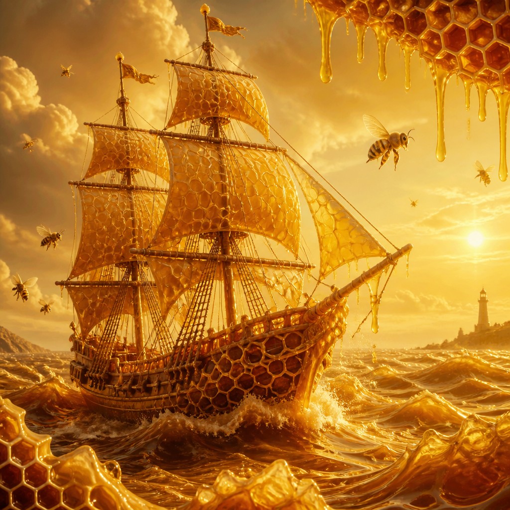 sailing ship on a stormy sea — Honeycore Aesthetic