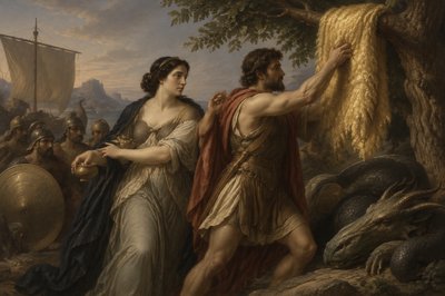 Medea helps Jason and the Argonauts seize the golden fleece