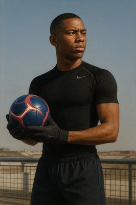 a man holding a soccer ball in his hands