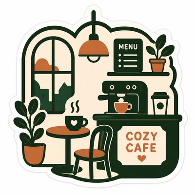 cozy cafe interior with warm lighting