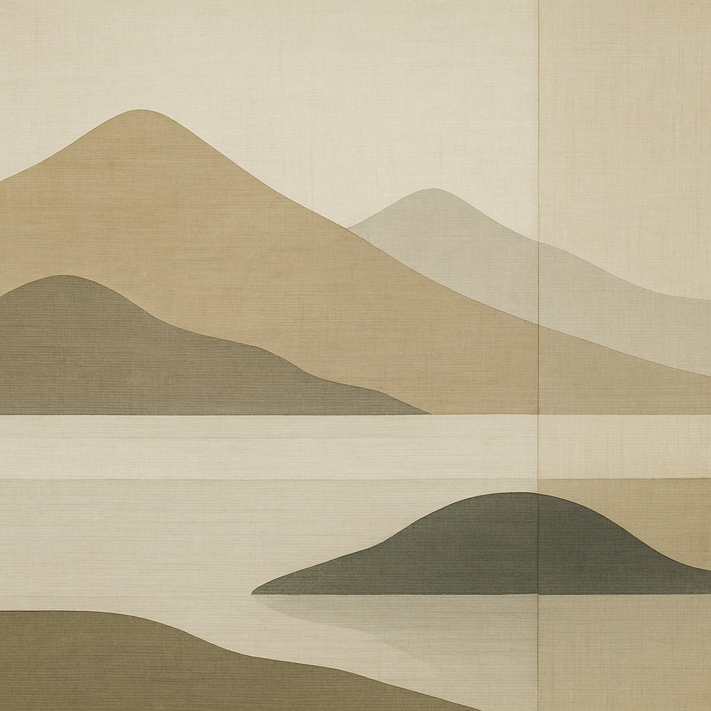 serene landscape with mountains and water