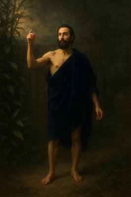 a painting of a man in a robe holding a cigarette