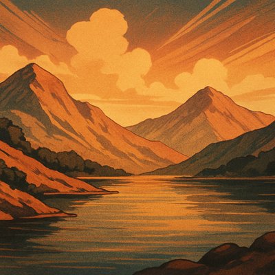 serene landscape with mountains and water