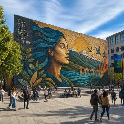 wide landscape with natural scenery — Public Art Style