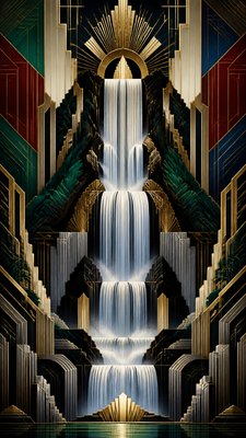 towering waterfall cascading down a cliff
