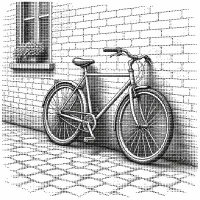 bicyle resting against a wall