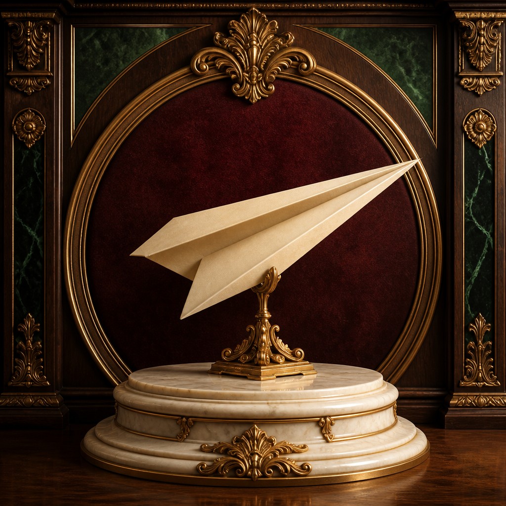a paper plane, clean minimal composition on a plain background, no text