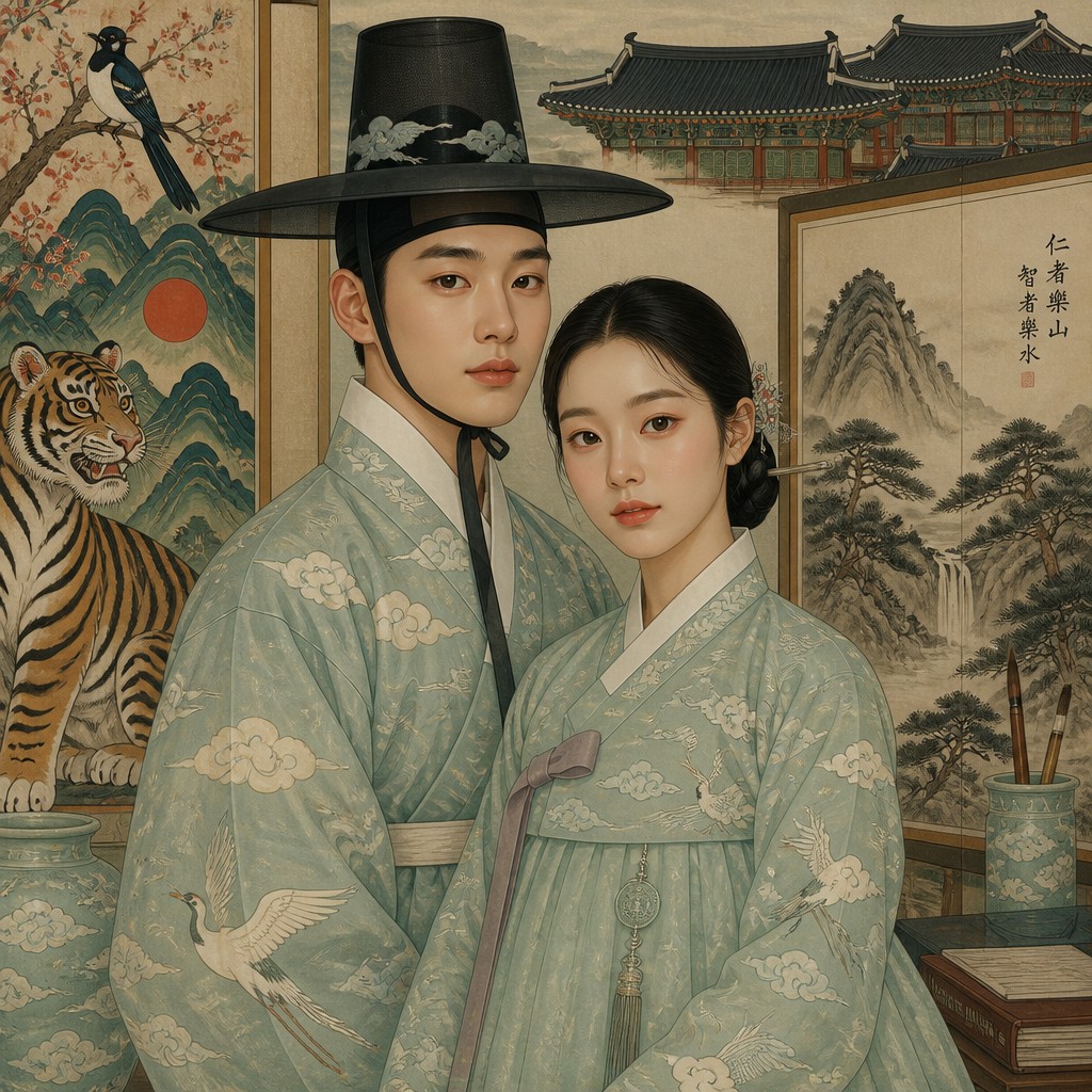 portrait of two people together — Seoul Art Style