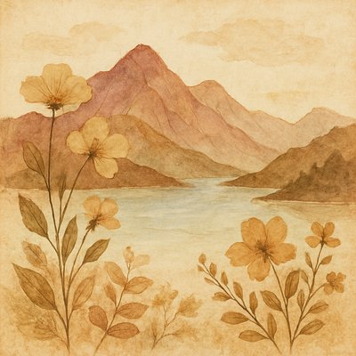 serene landscape with mountains and water