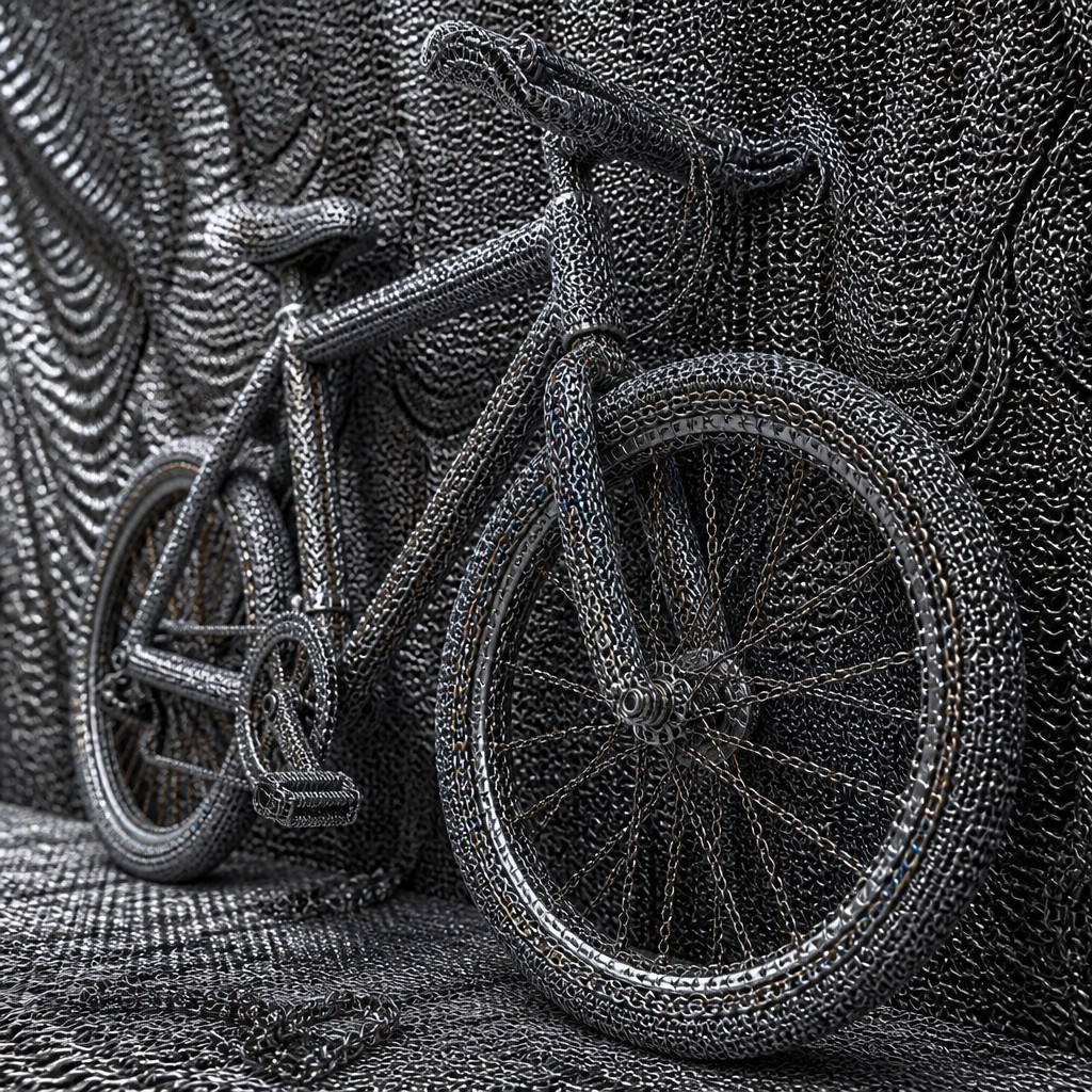 bicyle resting against a wall — Chainmail Jewelry Style