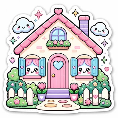 house with front view — Kawaii Sticker Design