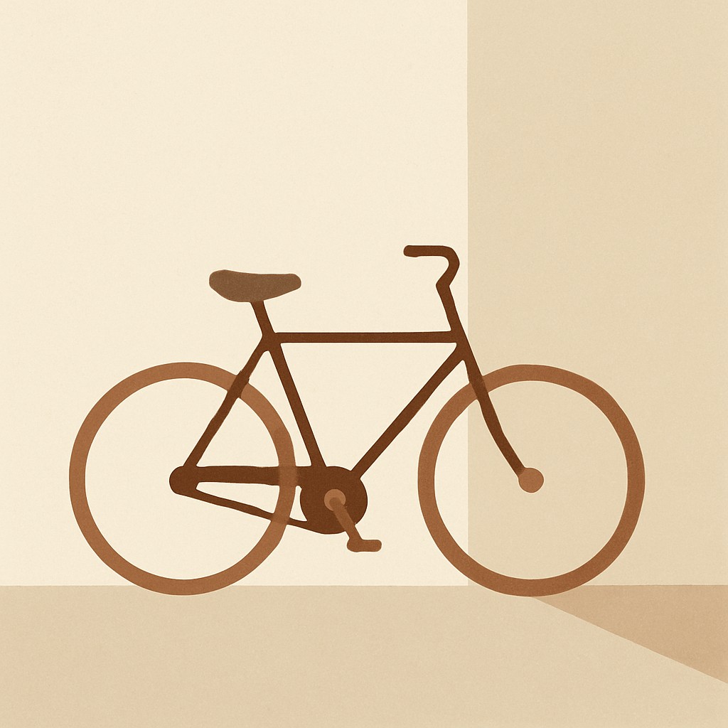 bicyle resting against a wall