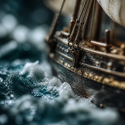 sailing ship on a stormy sea