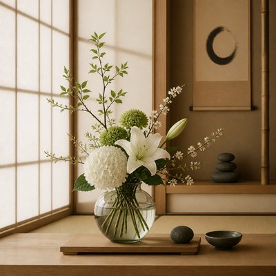 bouquet of flowers in a glass vase