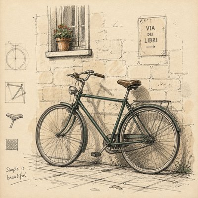bicyle resting against a wall — Hand-Drawn Icon Design