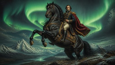 a flowing aurora over snowy peaks, wide sweeping composition, no people, no text