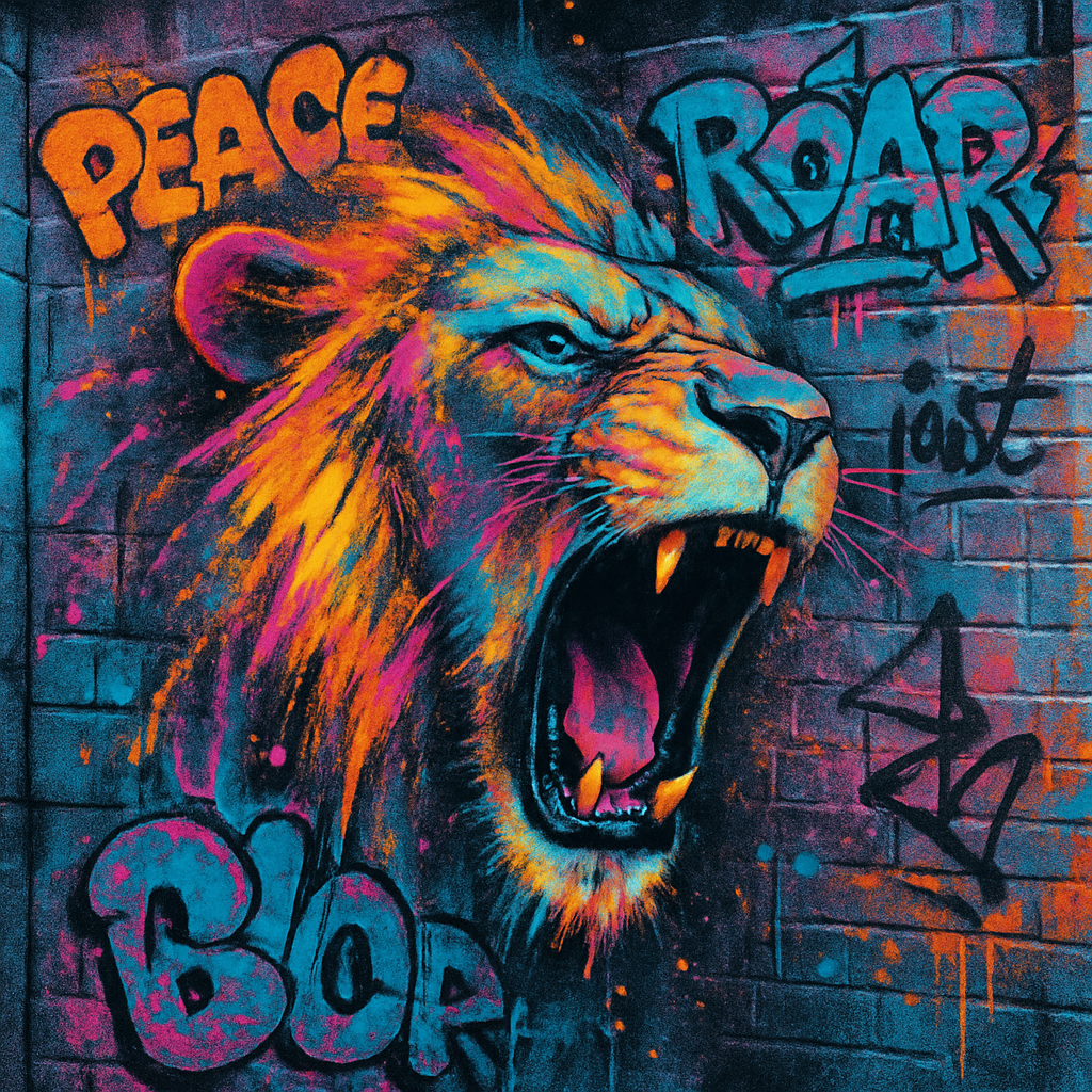A roaring lion