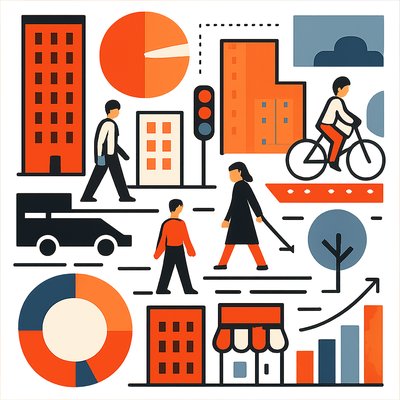 urban street with city activity